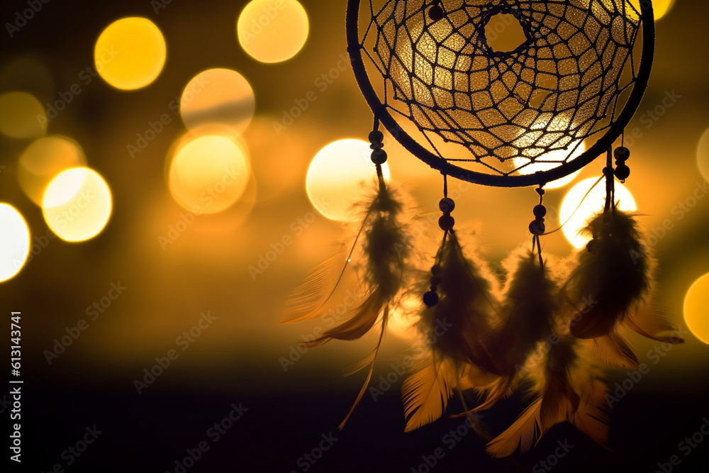 Obraz premium Generative AI of a dreamcatcher. Spiritual concept. 