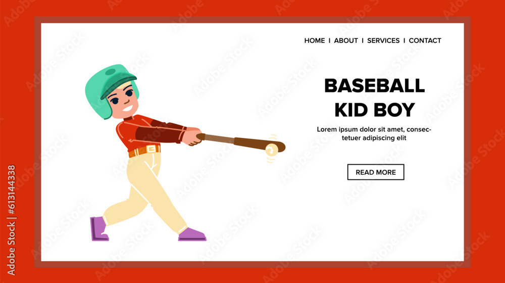 baseball kid boy vector. child youth, team player, game league, sport young, exercise fun baseball kid boy web flat cartoon illustration