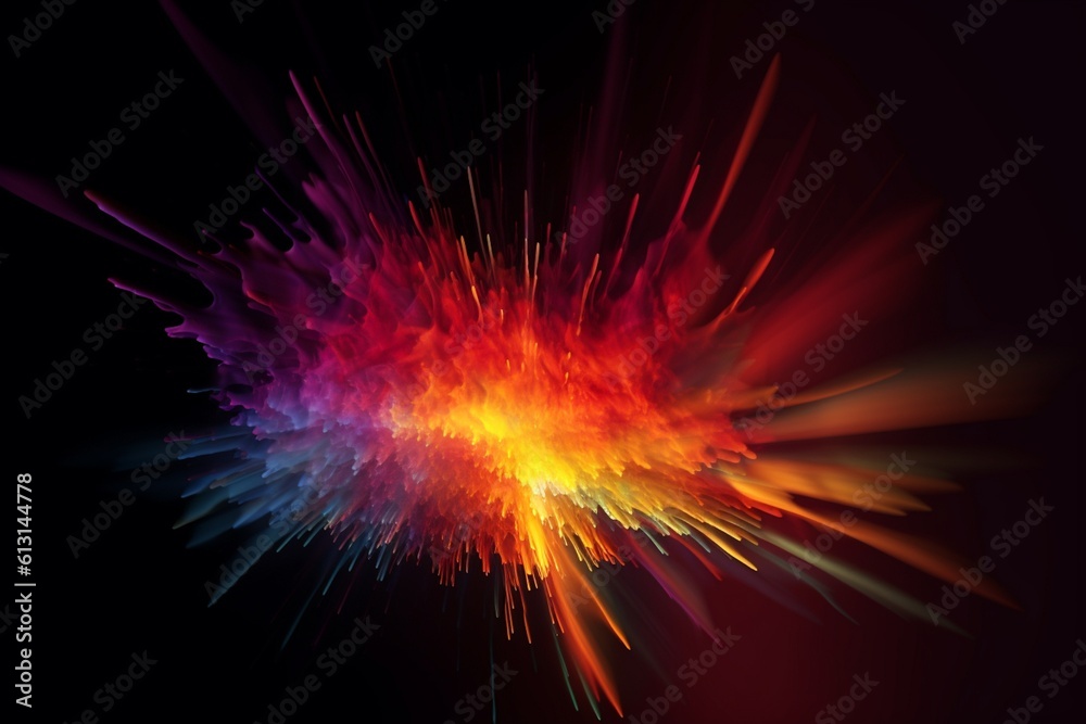 Dynamic Energy Burst with Vibrant Color and Explosive Motion Created with Generative AI