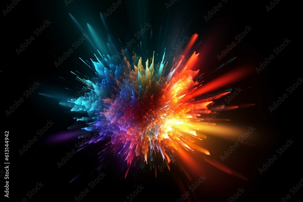 Dynamic Energy Burst with Vibrant Color and Explosive Motion Created with Generative AI Dynamic Energy Burst with Vibrant Color and Explosive Motion Created with Generative AI