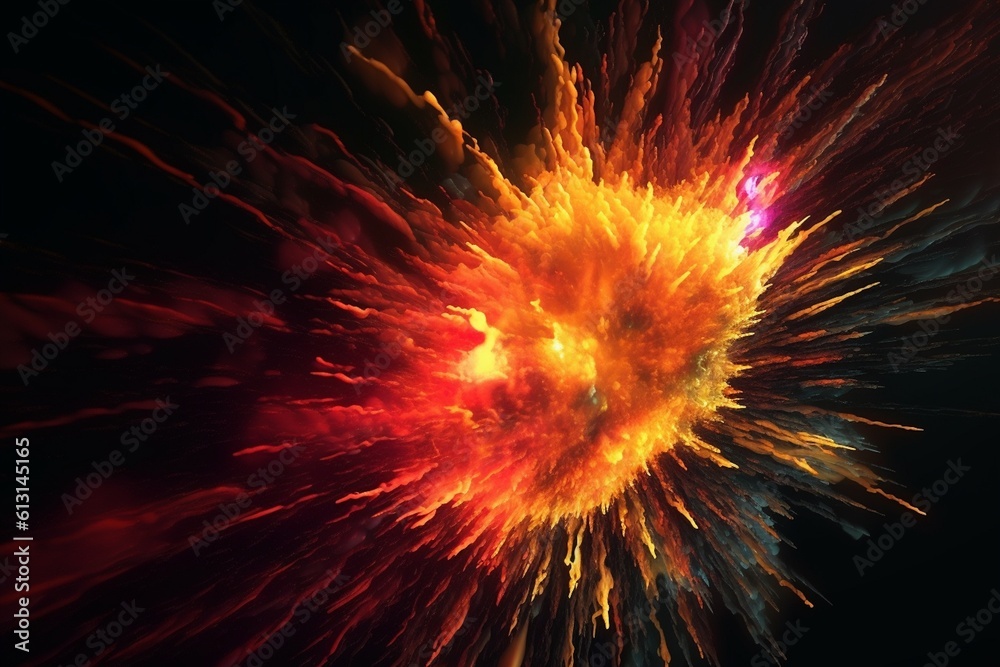 Dynamic Energy Burst with Vibrant Color and Explosive Motion Created with Generative AI