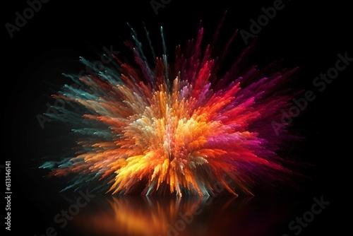 Dynamic Energy Burst with Vibrant Color and Explosive Motion Created with Generative AI
