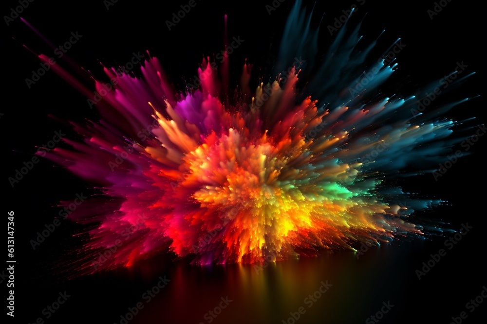 Dynamic Energy Burst with Vibrant Color and Explosive Motion Created with Generative AI Dynamic Energy Burst with Vibrant Color and Explosive Motion Created with Generative AI