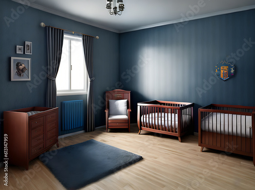 Fototapeta Realistic Harry Potterthemed baby boy room design.