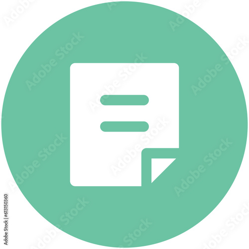 Flat rounded icon of text sheet 