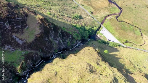 Aerial of Assaranca Waterfall in County Donegal - Ireland photo