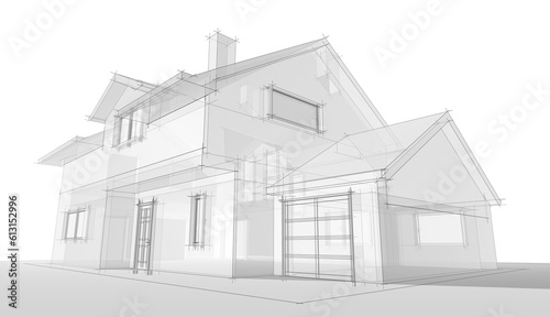 house architecture design 3d illustration