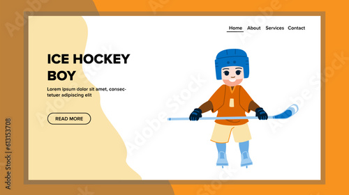 Wallpaper Mural ice hockey boy vector. player sport, child game, kid rink, equipment competition, youth athlete ice hockey boy web flat cartoon illustration Torontodigital.ca