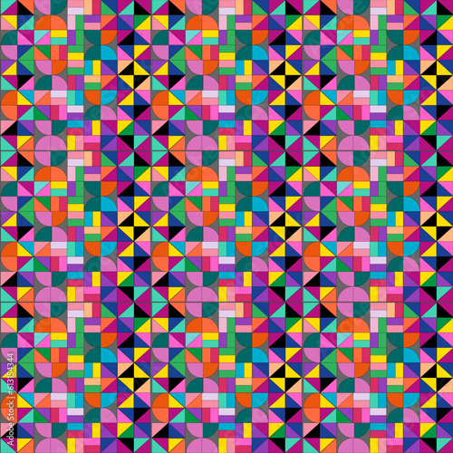Multicolor abstract seamless mozaic background. Colorful geometric mozaic pattern - full color vector