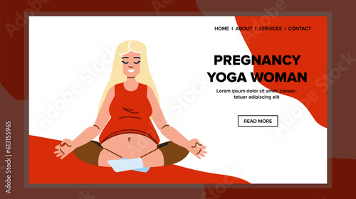 pregnancy yoga woman vector. pregnant exercise, mother sport, health fitness, home baby, belly lifestyle pregnancy yoga woman web flat cartoon illustration