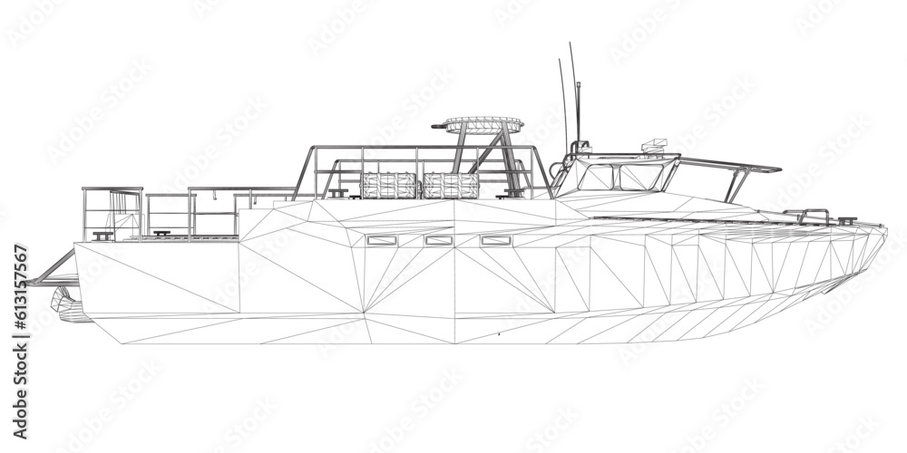 Warship icon wireframe. Military ships and naval vessels. isolated vector images. Military ship wireframe vector. Military vehicle template vector isolated on white. 3D..