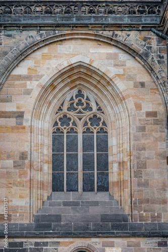 St. Vitus Cathedral Outside Window Ornament. Architectural Element. Prague  Czech Republic