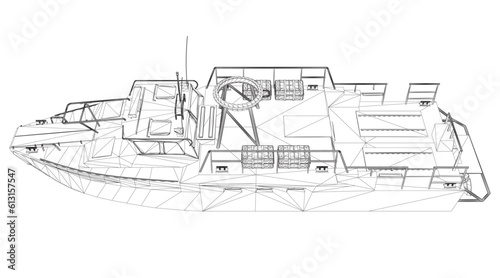Warship icon wireframe. Military ships and naval vessels. isolated vector images. Military ship wireframe vector. Military vehicle template vector isolated on white. 3D..
