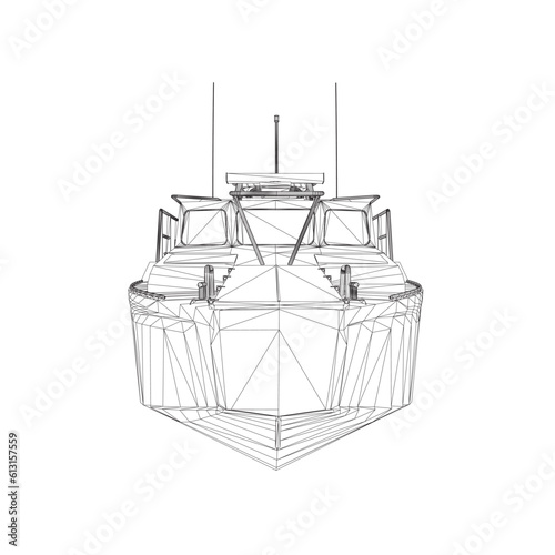 Warship icon wireframe. Military ships and naval vessels. isolated vector images. Military ship wireframe vector. Military vehicle template vector isolated on white. 3D..