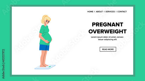 pregnant overweight vector. health pregnancy, woman healthy, weight fat, concept female, mother healthcare pregnant overweight web flat cartoon illustration