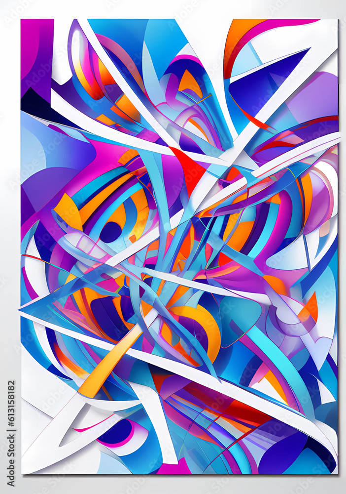 Abstract illustration made in AI, drawing with oil paints in 3d space, a popular combination of bright juicy colors.Generative AI