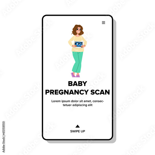 baby pregnancy scan vector. pregnant ultrasound, woman medical, care health, belly technology, sonogram child baby pregnancy scan web flat cartoon illustration