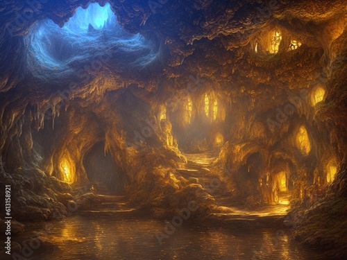 gold cave entrance inside 