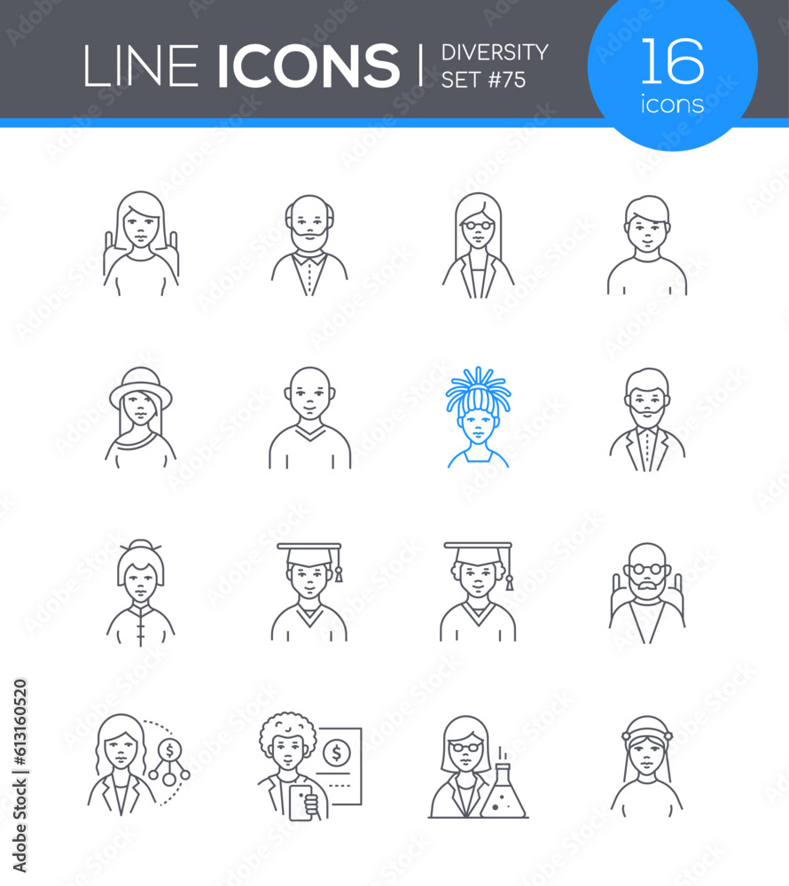 Diversity - modern line design style icon set