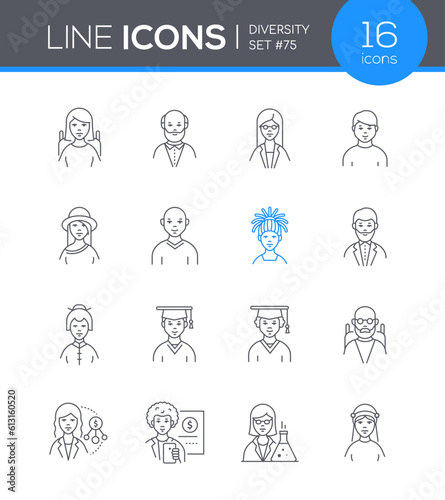 Diversity - modern line design style icon set