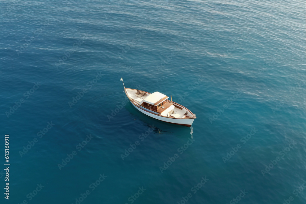 Aerial view of a catamaran navigating in the Indian Ocean Generative AI