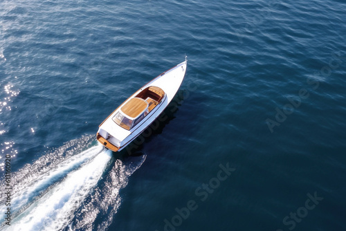 Aerial view of a catamaran navigating in the Indian Ocean Generative AI © Nataliia
