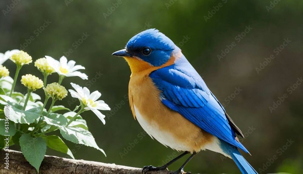 Obraz premium blue bird on tree branch ai generated