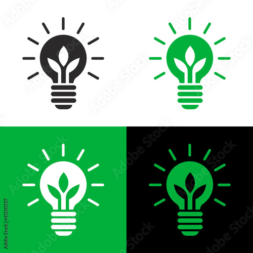 Green energy transition icon. Clean renewable energy. Ecological vector on transparent and dark background