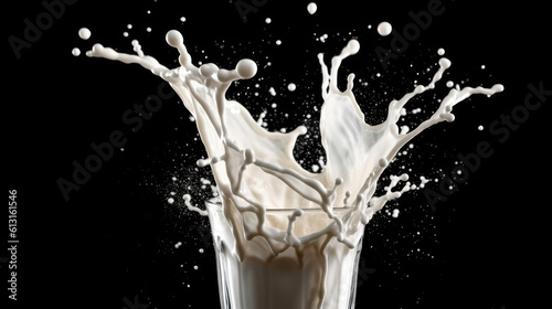 Milk splash isolated on black background