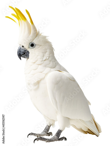 Cockatoo isolated on the transparent background PNG. Top view. AI generative.