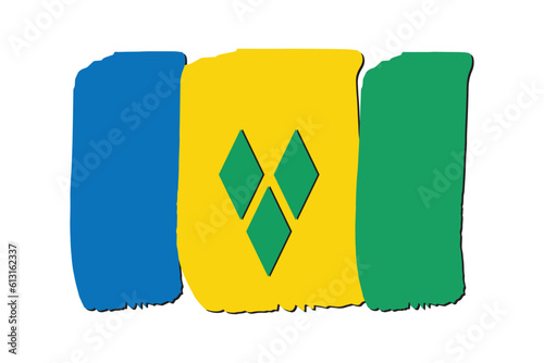 Saint Vincent and the Grenadines Flag with colored hand drawn lines in Vector Format