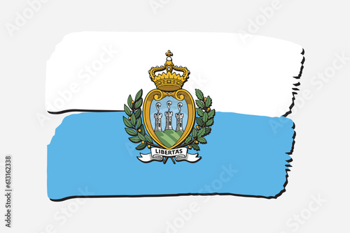 San Marino Flag with colored hand drawn lines in Vector Format