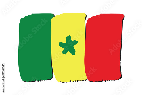 Senegal Flag with colored hand drawn lines in Vector Format