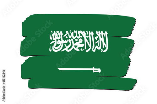 Saudi Arabia Flag with colored hand drawn lines in Vector Format