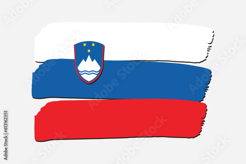 Slovenia Flag with colored hand drawn lines in Vector Format