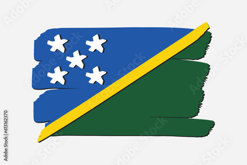 Solomon Islands Flag with colored hand drawn lines in Vector Format