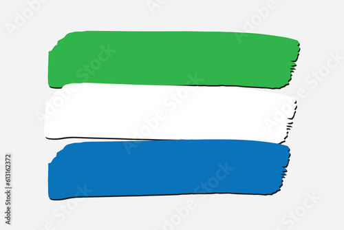 Sierra Leone Flag with colored hand drawn lines in Vector Format