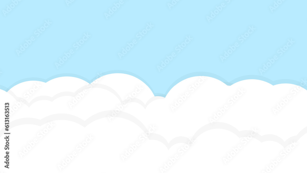 Blue sky with cloud for summer and spring background. Vector. Paper origami art design. Frame