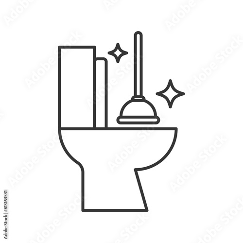 Clean toilet vector line icon, side view