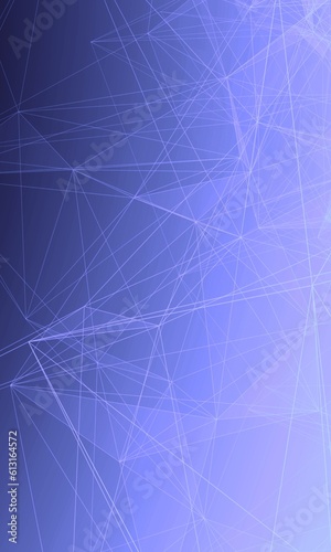 Purple blue gradient vertical web banner background. Fantasy abstract technology, engineering and science wallpaper with particles and plexus connected lines. Wireframe 3D illustration and copy space