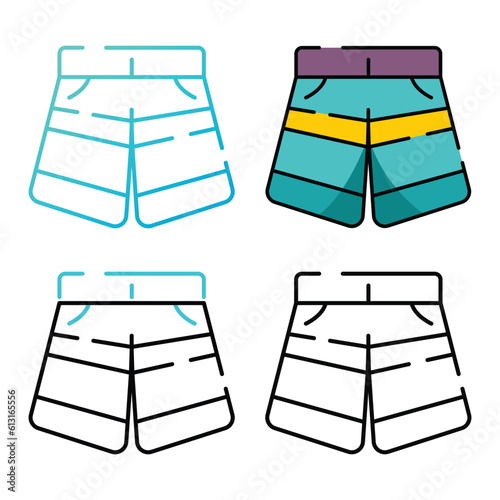 Swim shorts icon design in four variation color