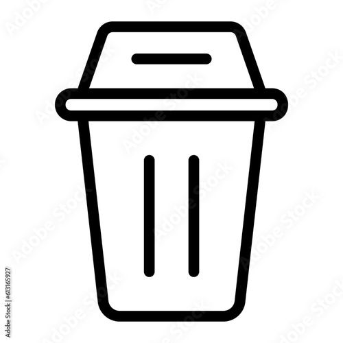 rubbish can line icon