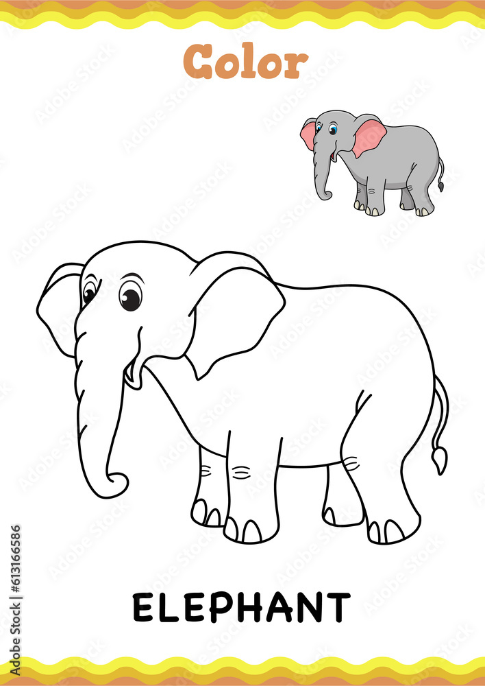 Elephant line art Children coloring Book Designs