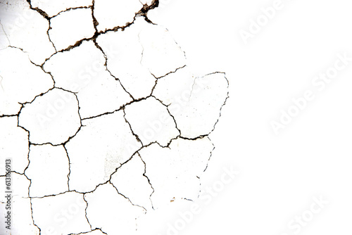 White cement walls, old, dirty and cracked surfaces with white background.