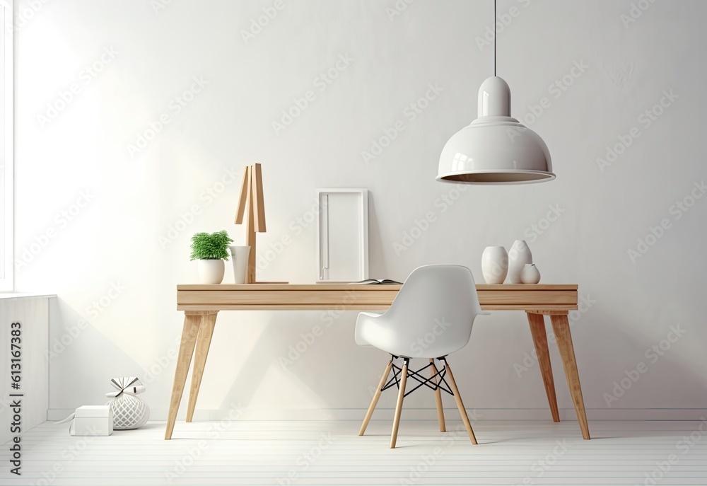 Modern loft living room with high ceiling, empty brick wall, concrete floor, wooden cabinet, design accessories in the steel stack, dining table with chairs. Created with Generative AI technology. Modern loft living room with high ceiling, empty brick wall, concrete floor, wooden cabinet, design accessories in the steel stack, dining table with chairs. Created with Generative AI technology.