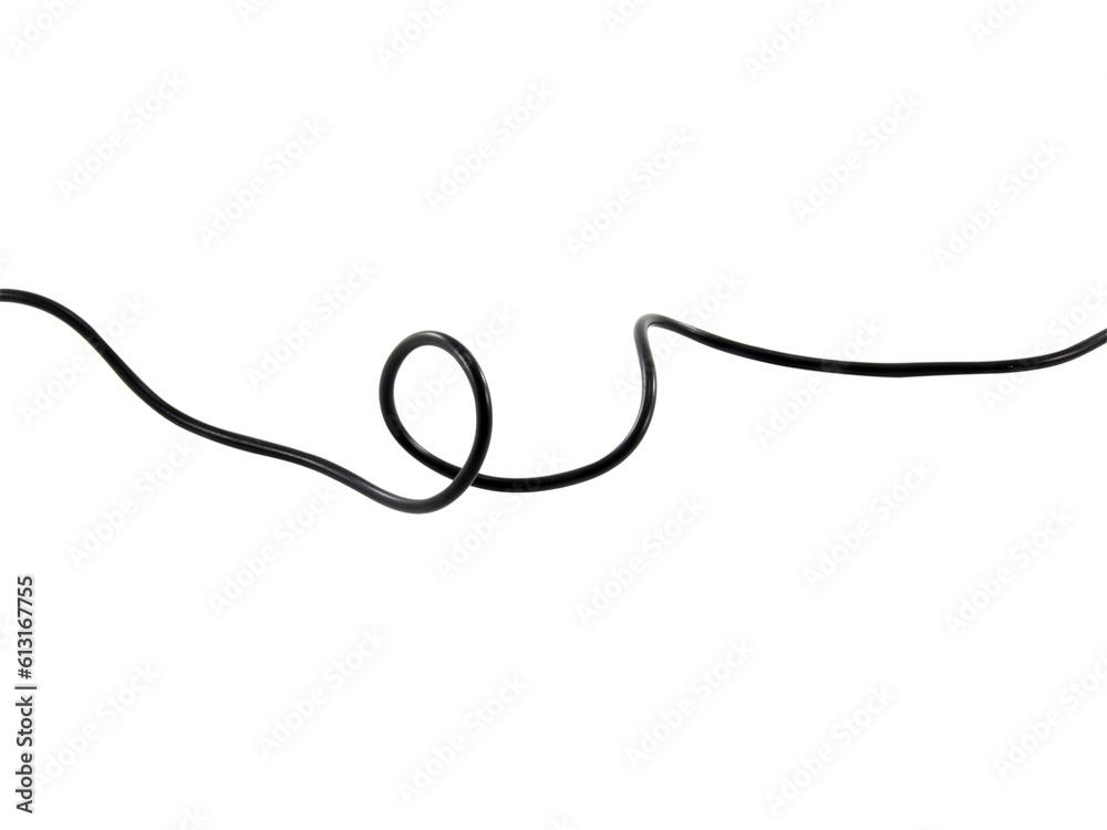 Black wire cable of usb and adapter isolated on white background.Electronic Connector.Selection focus.