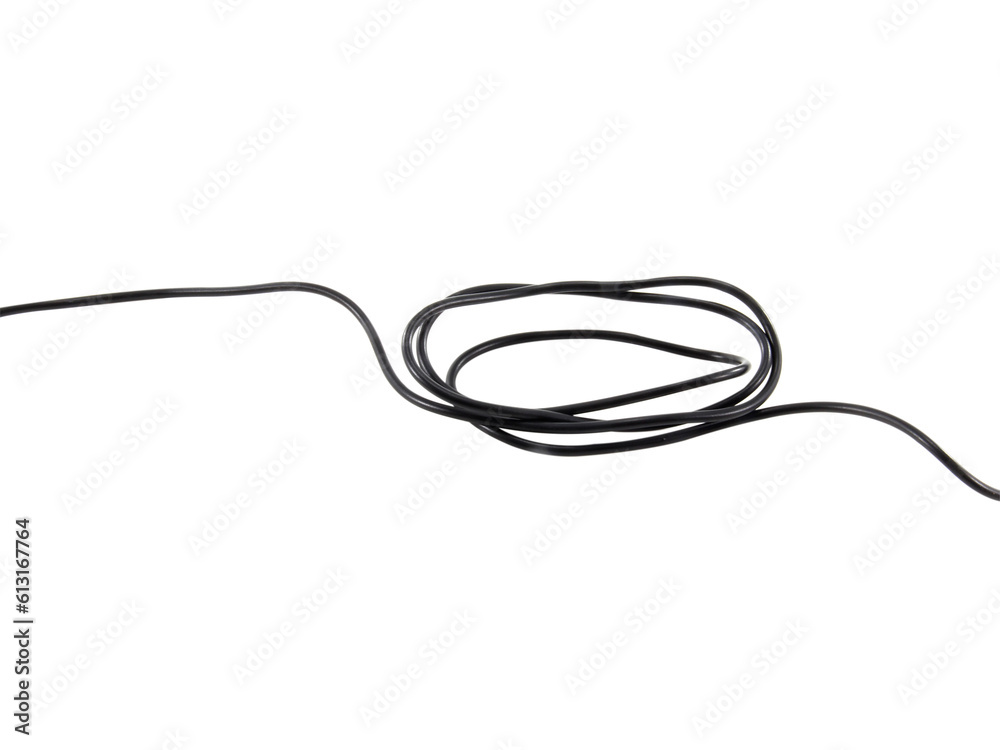 Black wire cable of usb and adapter isolated on white background.Electronic Connector.Selection focus. Black wire cable of usb and adapter isolated on white background.Electronic Connector.Selection focus.