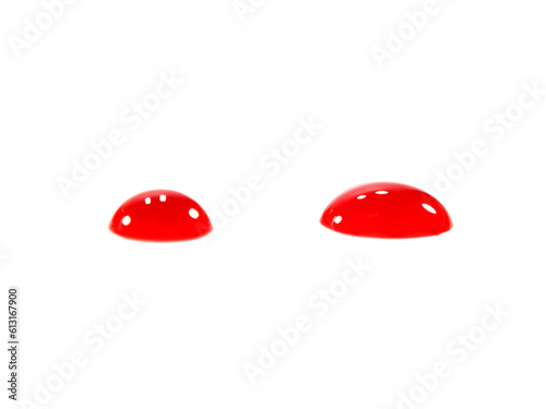 A drop of red ink, like a drop of blood isolated on white background.Selection focus.