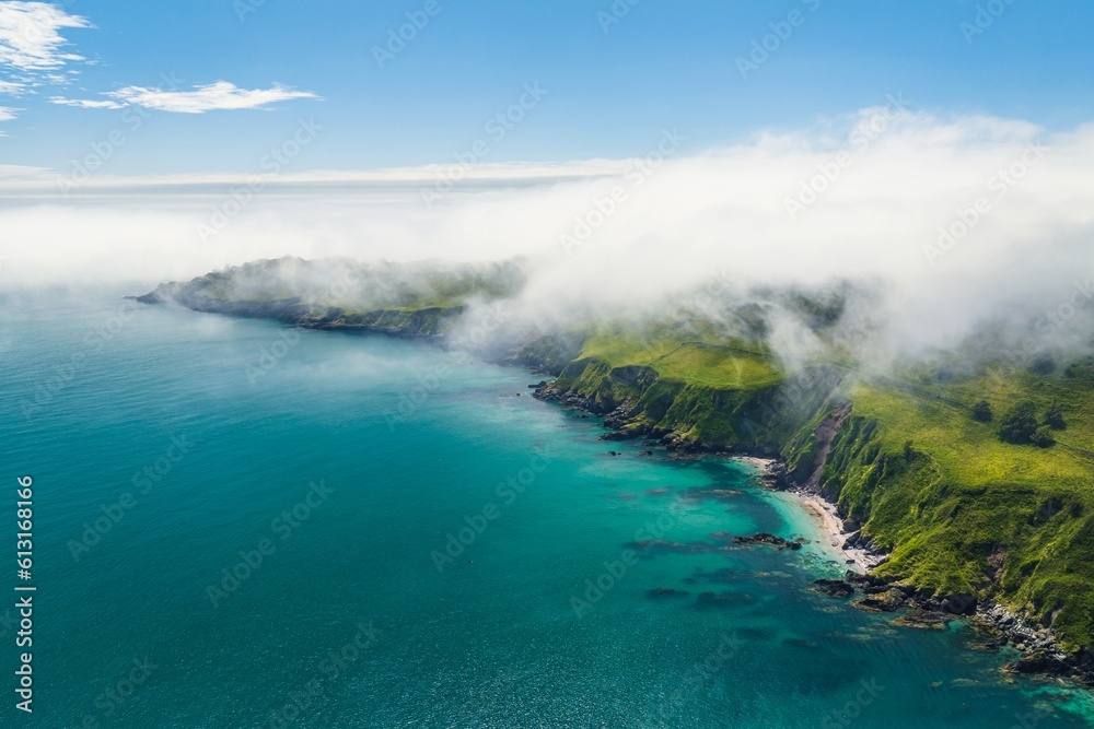 Sea Fret over Cliffs, Start Point Lighthouse, Trinity House and South West Coast Path, Devon, England