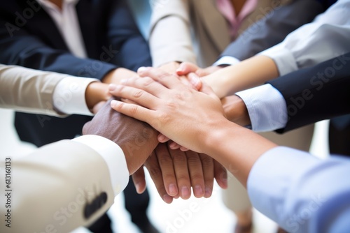 Wallpaper Mural Hands: Authentic Diversity in Business Deals with Group Hands Together Generative AI Torontodigital.ca